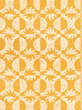 Yellow and off-white sun and moon surface printed wallpaper by contemporary artist Zoe Gibson 