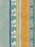 Striped green, pink, orange and blue wallpaper from 1918 by Arts & Crafts artist CFA Voysey