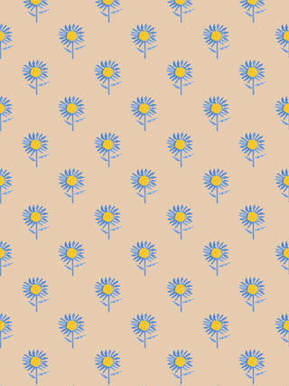A protest wallpaper for Ukraine appeal, featuring blue sunflowers with yellow heads on a yellowy-brown background