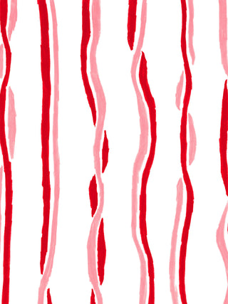 White wallpaper with vertical ribbons stripes in red and pink